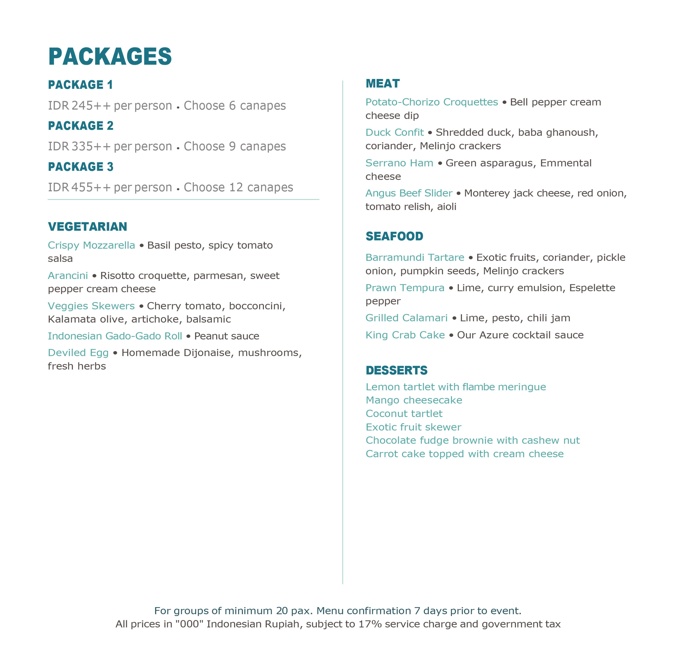 azure beach menu